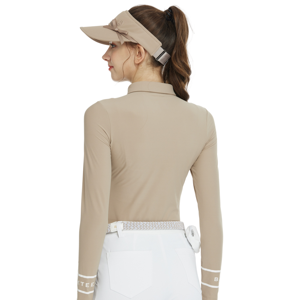 BLKTEE翻領磨毛長袖上衣(卡其)