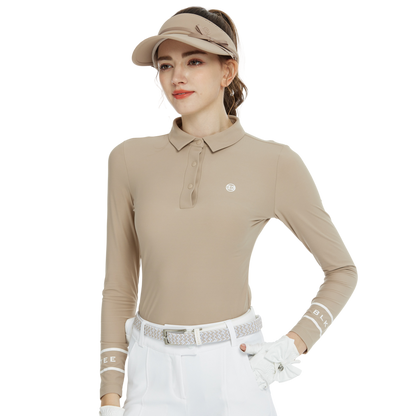 BLKTEE翻領磨毛長袖上衣(卡其)