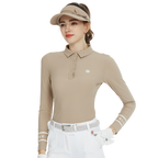 Baju lengan panjang berkolar berus (khaki)
