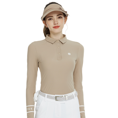 BLKTEE翻領磨毛長袖上衣(卡其)