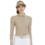 Baju lengan panjang berkolar berus (khaki)