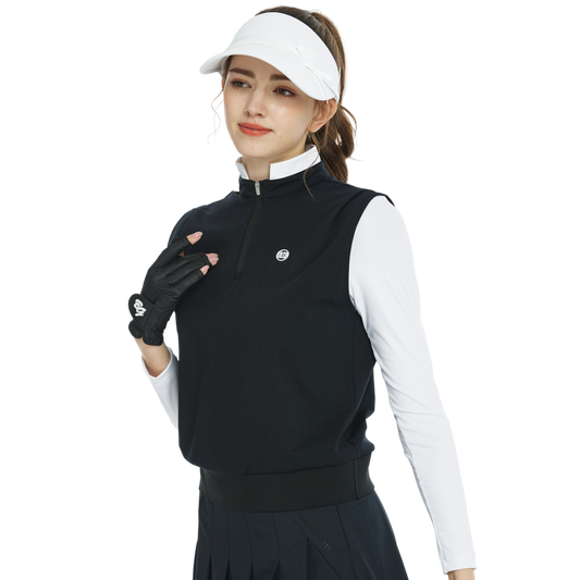 BLKTEE立領收腰長袖背心(黑)