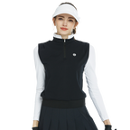 Kolar berdiri, pinggang ketat, vest lengan panjang (hitam)