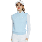 Kolar berdiri, pinggang ketat, vest lengan panjang (biru muda)