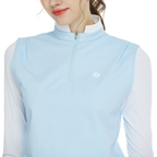 Kolar berdiri, pinggang ketat, vest lengan panjang (biru muda)