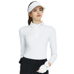 BLKTEE翻領燙鑽長袖上衣(白)