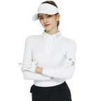 BLKTEE翻領燙鑽長袖上衣(白)