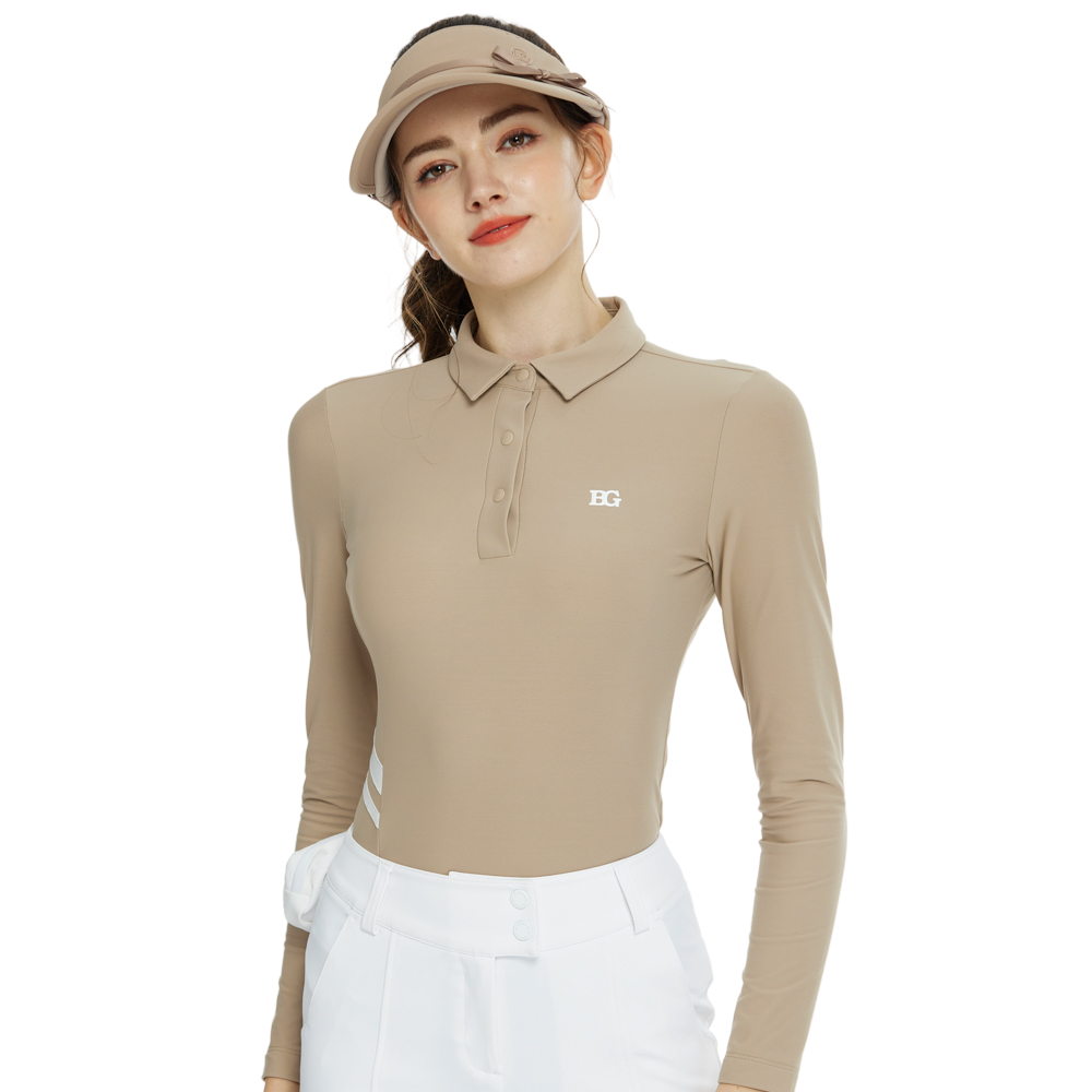 Baju Lengan Panjang Berkolar Pinggang Pas BLKTEE (Khaki)