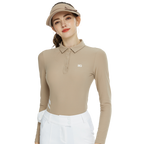 Baju Lengan Panjang Berkolar Pinggang Pas BLKTEE (Khaki)
