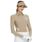 Baju Lengan Panjang Berkolar Pinggang Pas BLKTEE (Khaki)