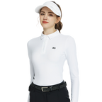 White collared, fitted waist long-sleeved top