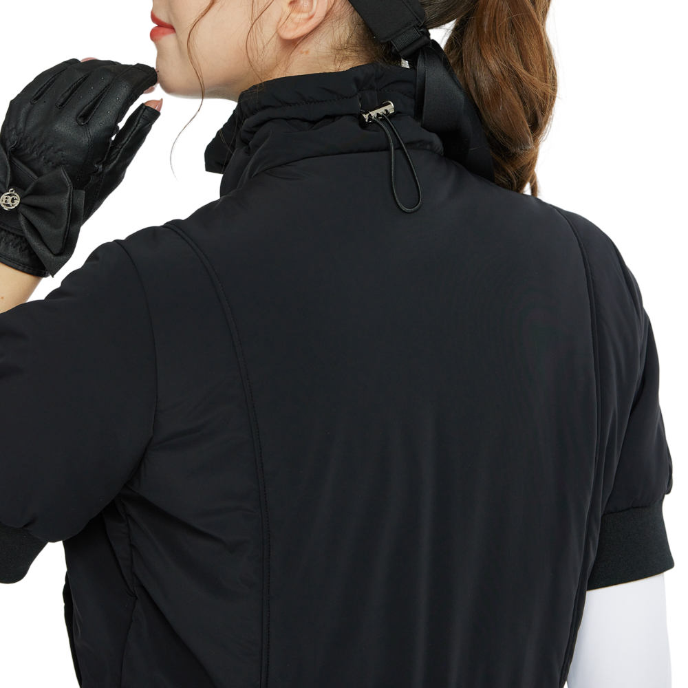 Jaket golf bulu angsa lengan pendek (hitam)