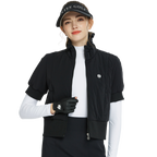 Jaket golf bulu angsa lengan pendek (hitam)