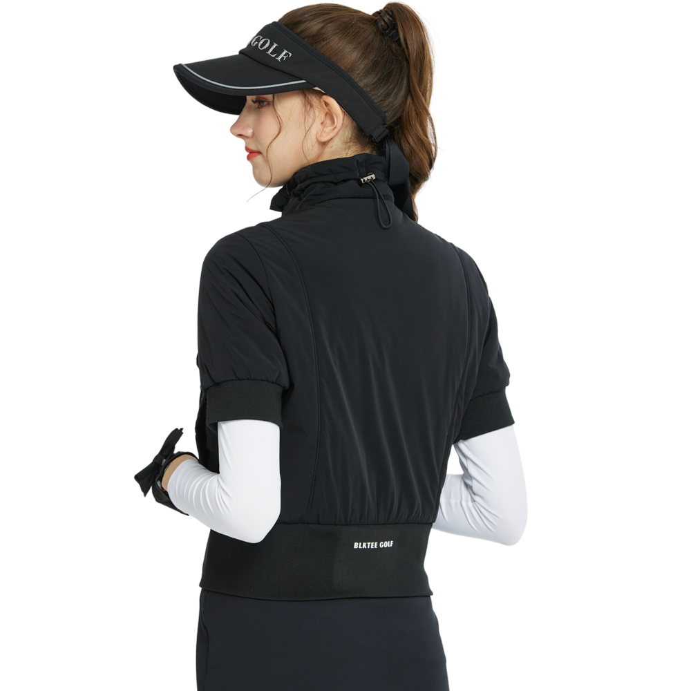 Jaket golf bulu angsa lengan pendek (hitam)