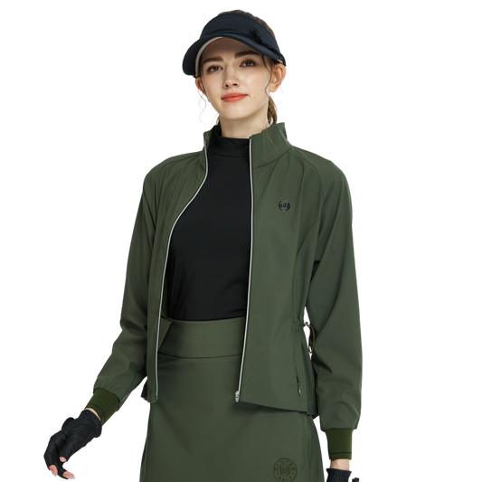 BLKTEE高爾夫防風防潑水長袖外套(軍綠)