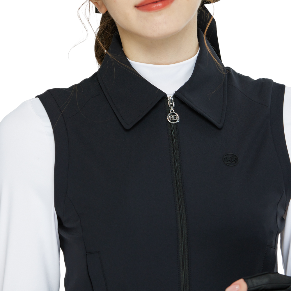 Short-sleeved double-layered vest (black)