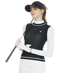 Vest leher kru rajutan golf (hitam)