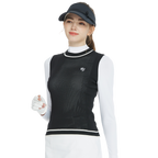 Vest leher kru rajutan golf (hitam)