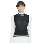 Vest leher kru rajutan golf (hitam)