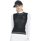 Vest leher kru rajutan golf (hitam)