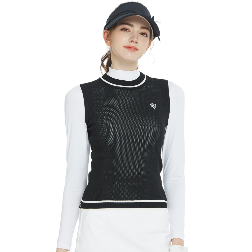 Vest leher kru rajutan golf (hitam)