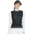 Vest leher kru rajutan golf (hitam)
