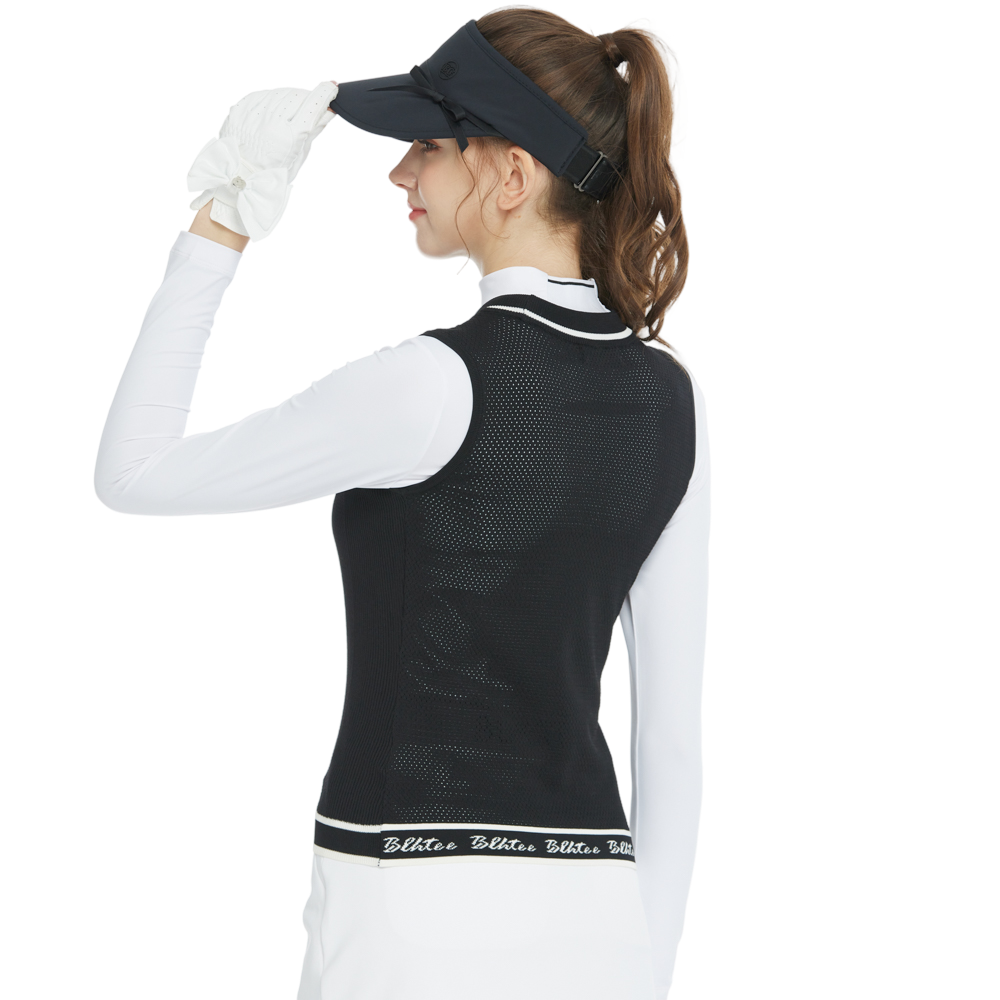 Vest leher kru rajutan golf (hitam)