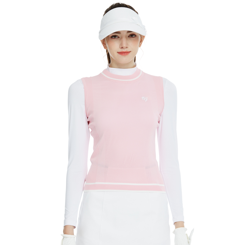 Golf knit crew neck vest (pink)