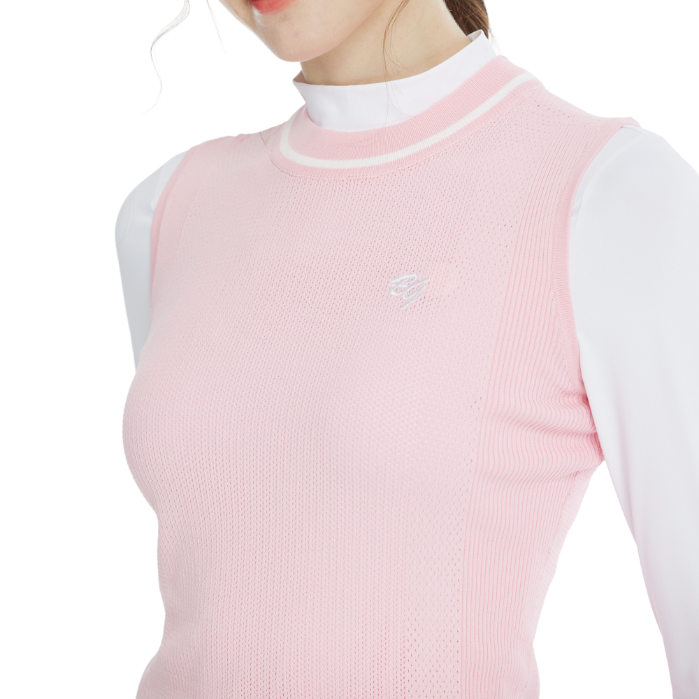 Golf knit crew neck vest (pink)