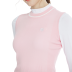 Golf knit crew neck vest (pink)