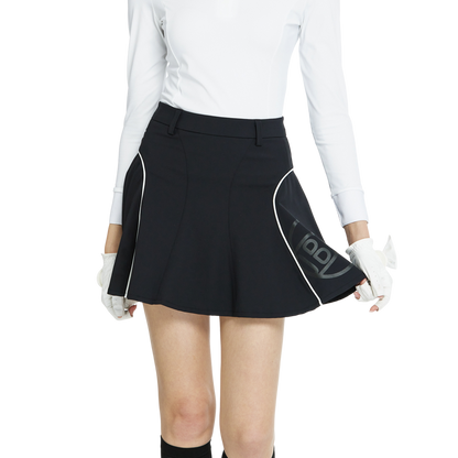 BLKTEE高腰修身花瓣短裙(黑)