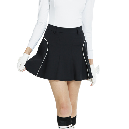 BLKTEE高腰修身花瓣短裙(黑)