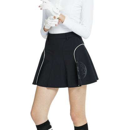 BLKTEE高腰修身花瓣短裙(黑)