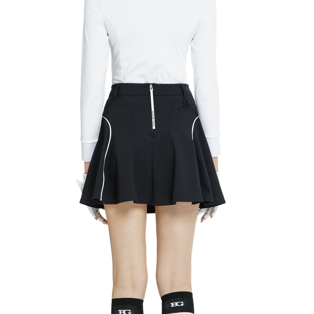 BLKTEE高腰修身花瓣短裙(黑)