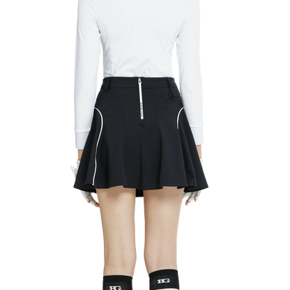 BLKTEE高腰修身花瓣短裙(黑)