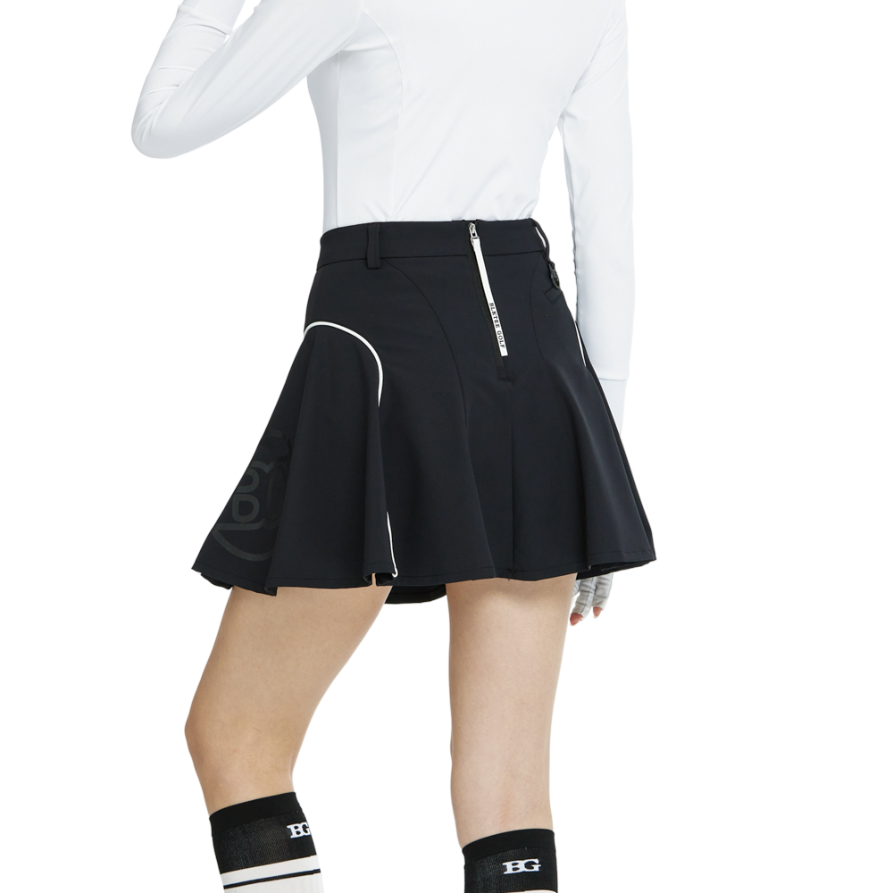 BLKTEE高腰修身花瓣短裙(黑)