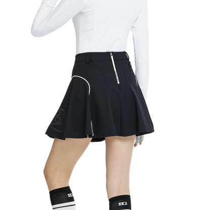 BLKTEE高腰修身花瓣短裙(黑)