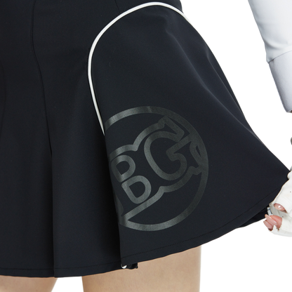 BLKTEE高腰修身花瓣短裙(黑)