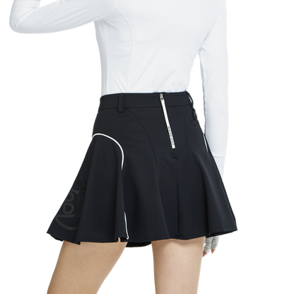 BLKTEE高腰修身花瓣短裙(黑)