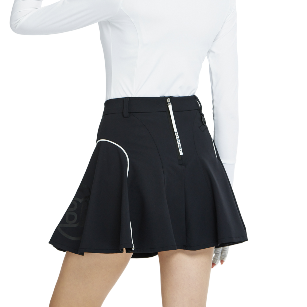 高腰修身花瓣短裙(黑)