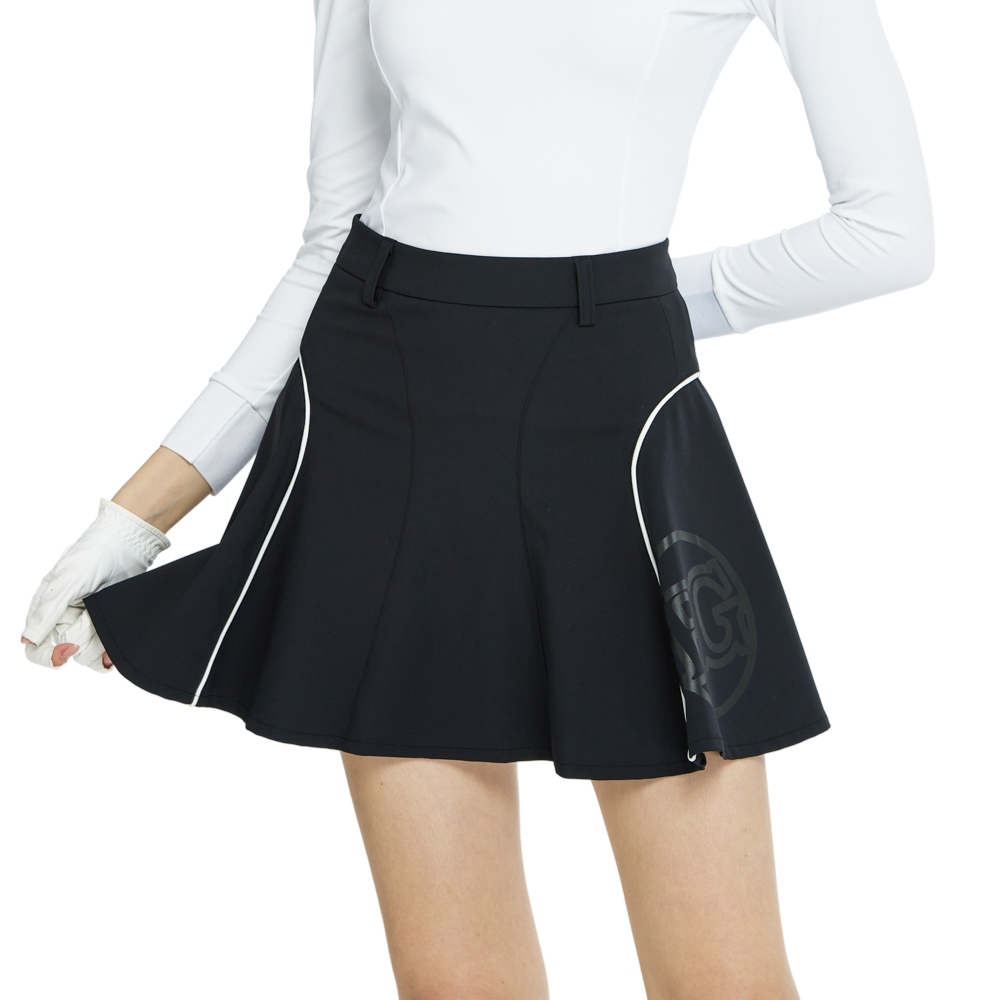 BLKTEE高腰修身花瓣短裙(寶藍)