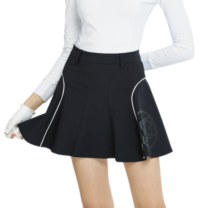 BLKTEE高腰修身花瓣短裙(寶藍)