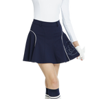 高腰修身花瓣短裙(寶藍)