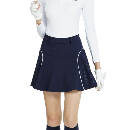 BLKTEE高腰修身花瓣短裙(寶藍)