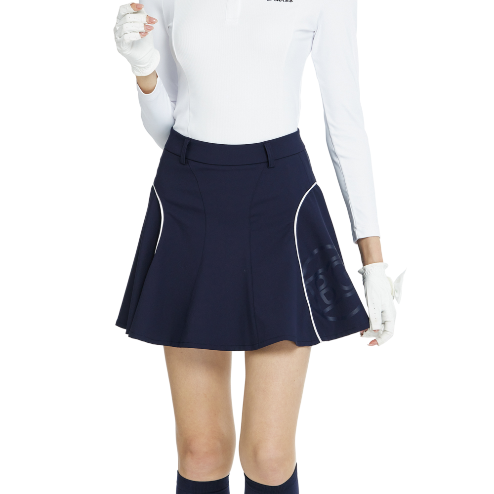 高腰修身花瓣短裙(寶藍)