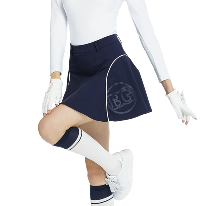 BLKTEE高腰修身花瓣短裙(寶藍)