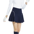 BLKTEE高腰修身花瓣短裙(寶藍)