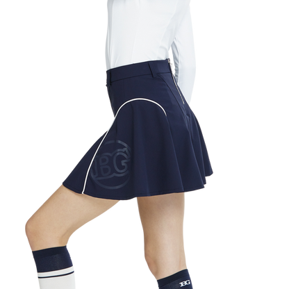 BLKTEE高腰修身花瓣短裙(寶藍)