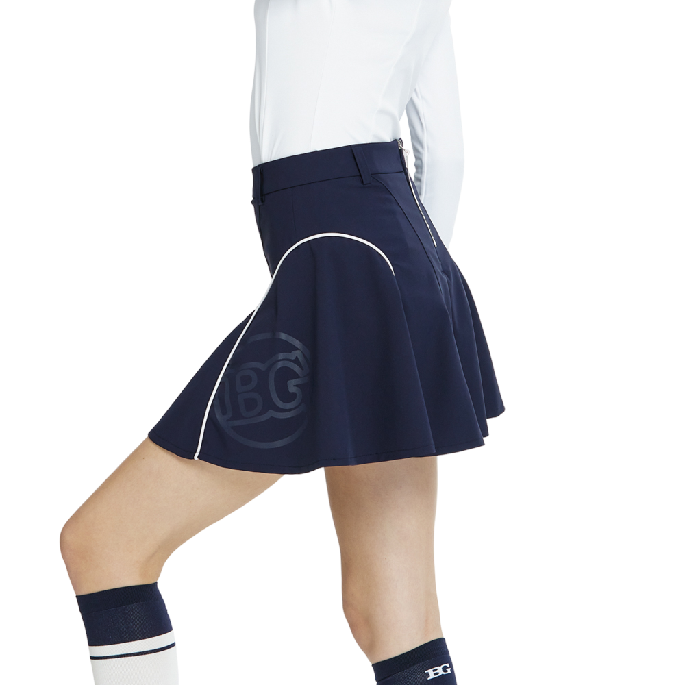 高腰修身花瓣短裙(寶藍)