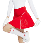 Skirt mini bercorak kelopak berpinggang tinggi dan ketat (merah)